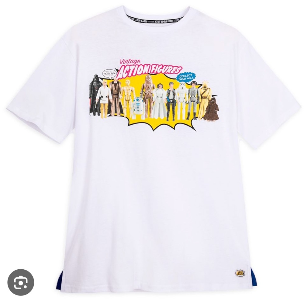 NWT Star Wars Short Sleeve T-Shirt Vintage Action Figures Disney Store Small
